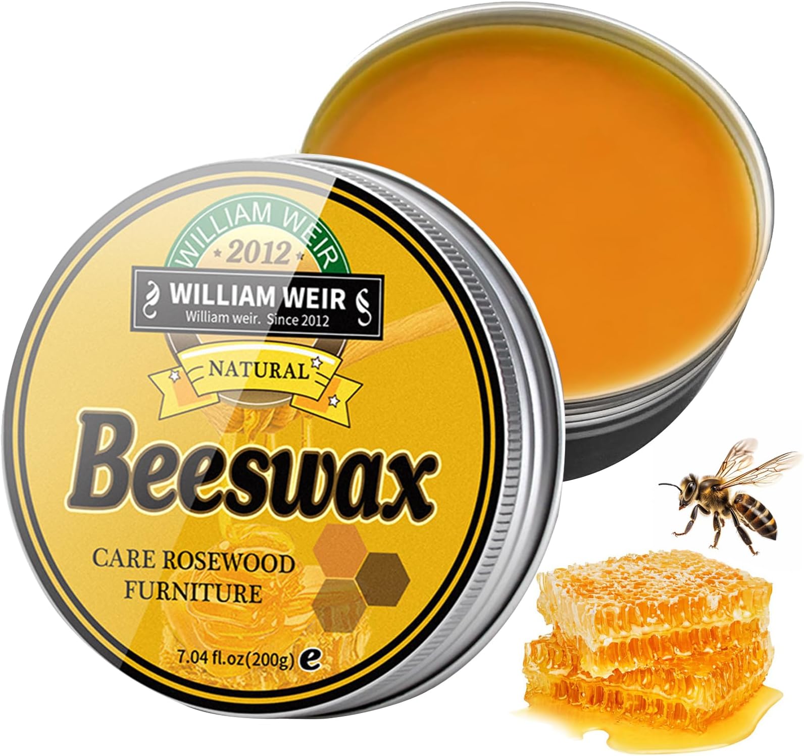 Fychuo Beeswax Furniture Polish 200g Bees Wax Polish for Wood Polish Furniture Wax Conditioner Wood Wax for Floor Table Doors Chairs Cabinets Care Protect