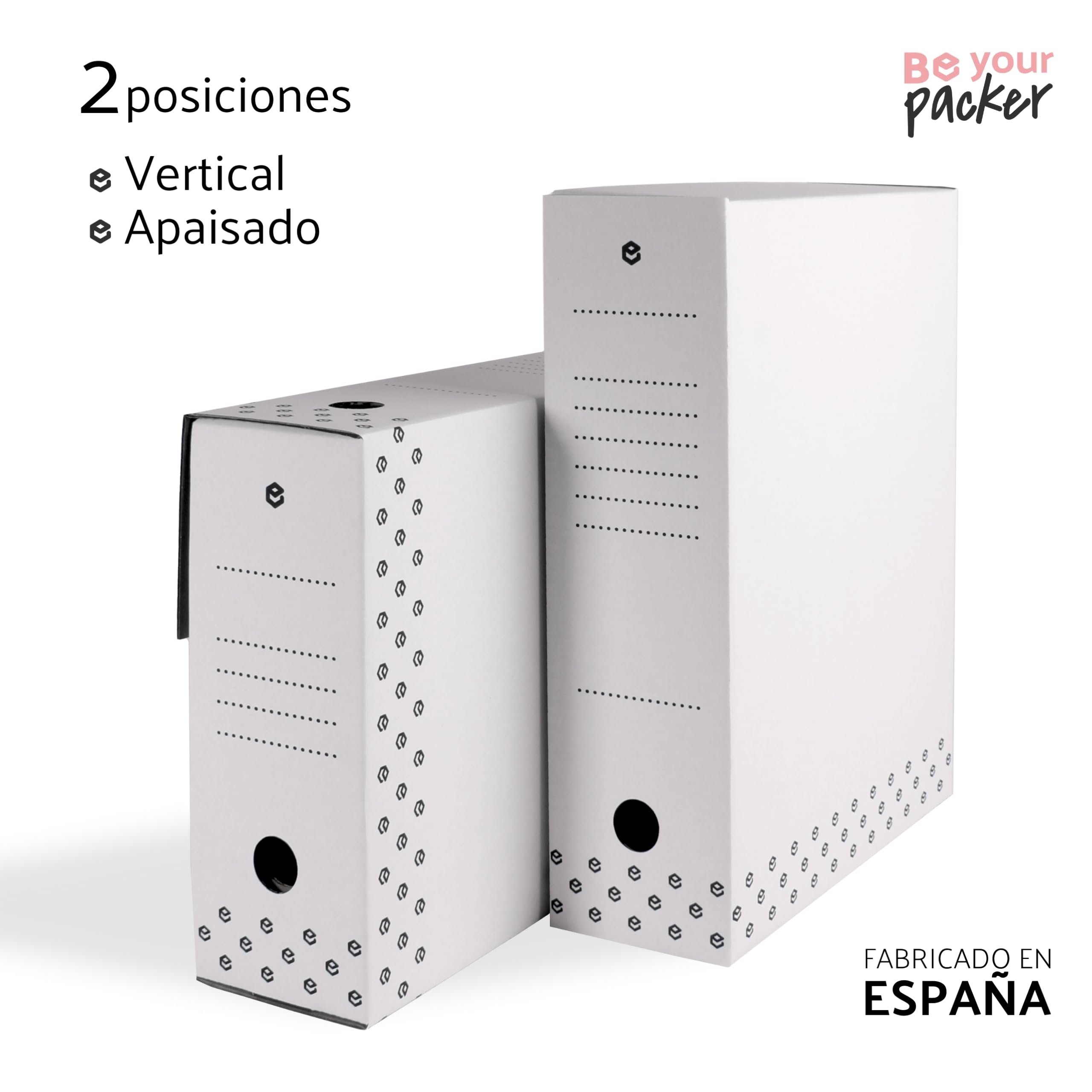 20 Cajas Archivo Definitivo A4 de Cartón Blanco Plegables y Automontables | Caja Archivadora Documentos Blanca | Organizador de Documentos A4 en vertical y horizontal | 35x25x10 cm