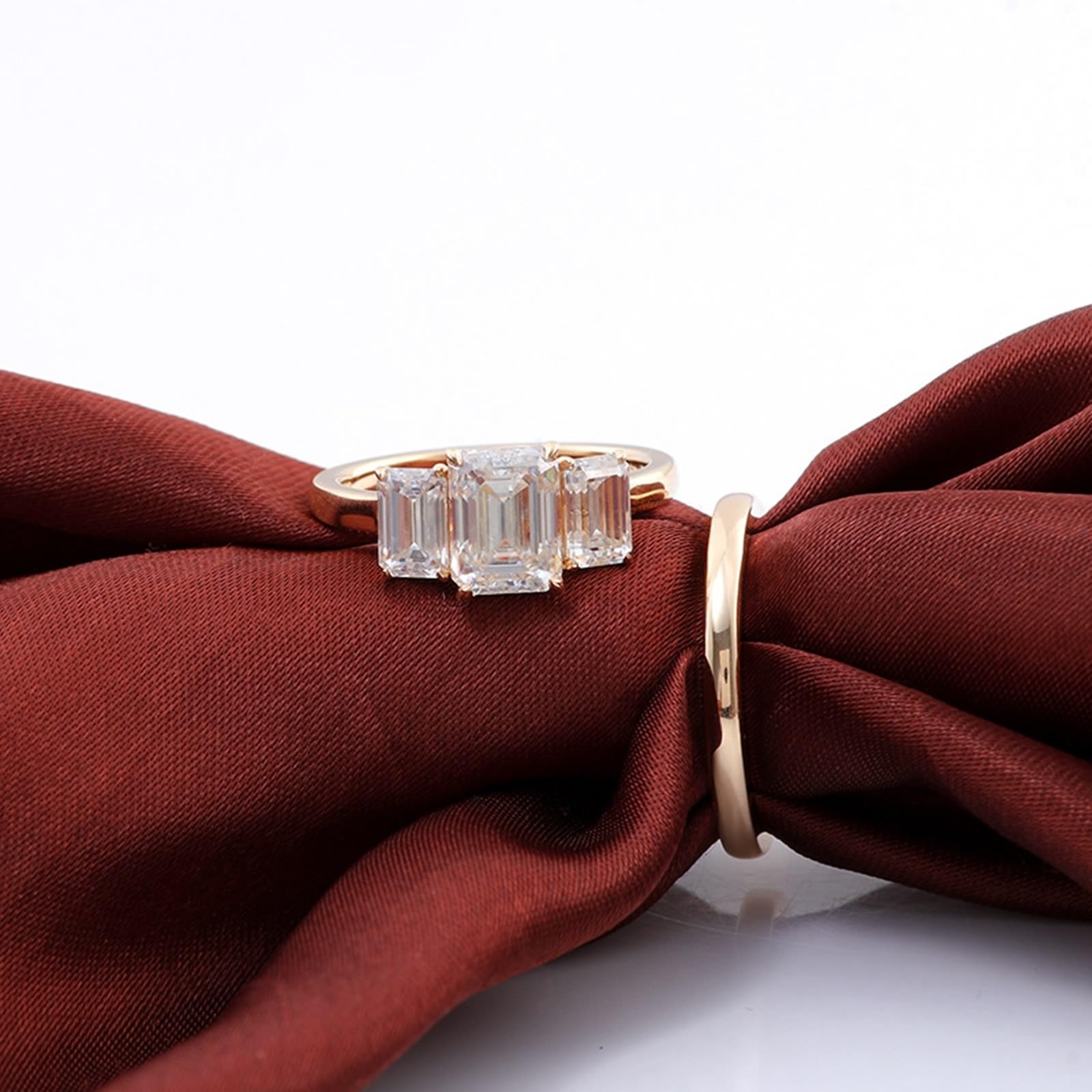 Wycian Anillo Moissanita Mujer Anillo De Compromiso Mujer Oro 9K Apilamiento con Moissanita Tamaño 18,5 Moda Para Hermana Día De San Valentín Joyas