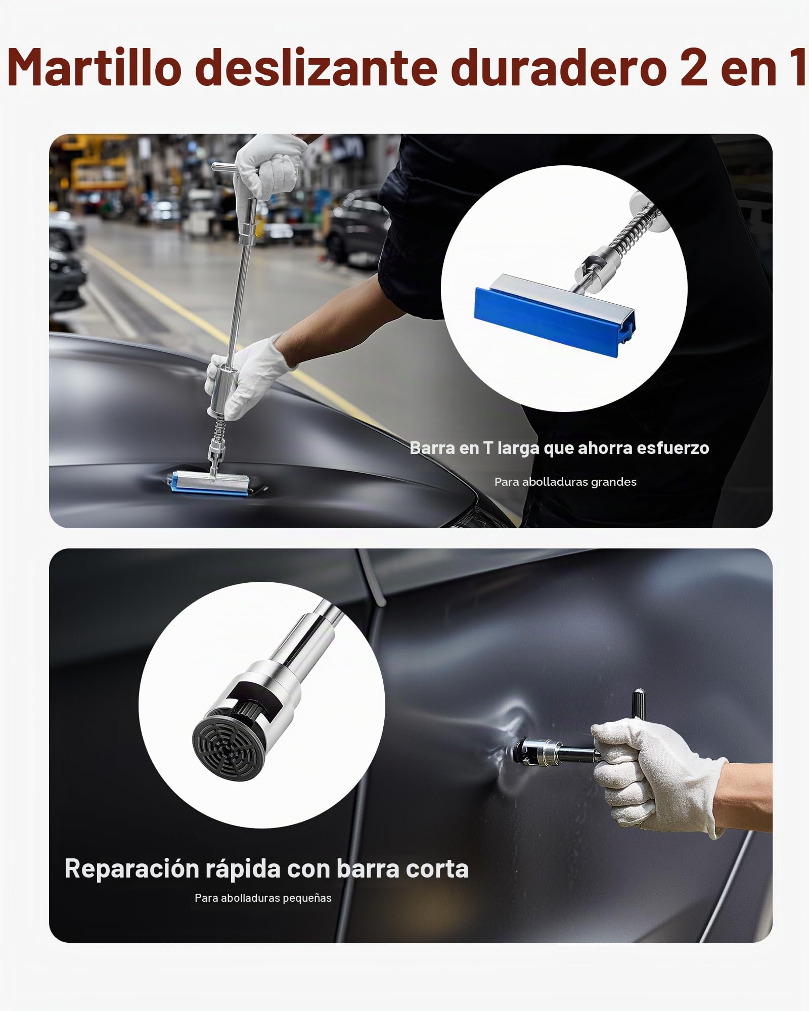 VEVOR Juego de Extractores de Abolladuras, sin Pintura, con Elevador Dorado, Martillo Deslizante, Barra T, Pistola de Pegamento y Herramientas a Eliminar Daños por Granizo en Carrocerías, 61 uds