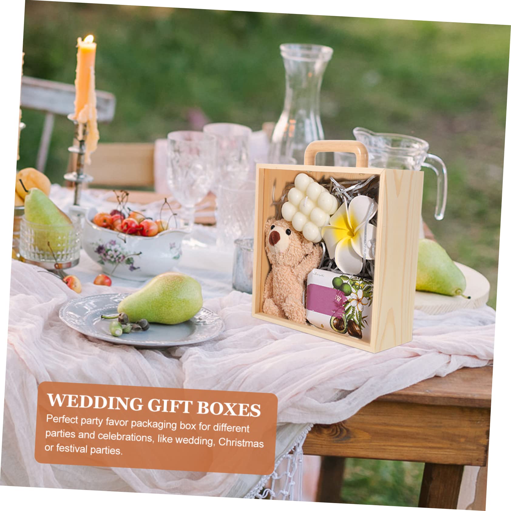 Anneome Caja De Madera Para De Boda Tapa Transparente Contenedor y Recuerdos Para De Invitados y De Honor
