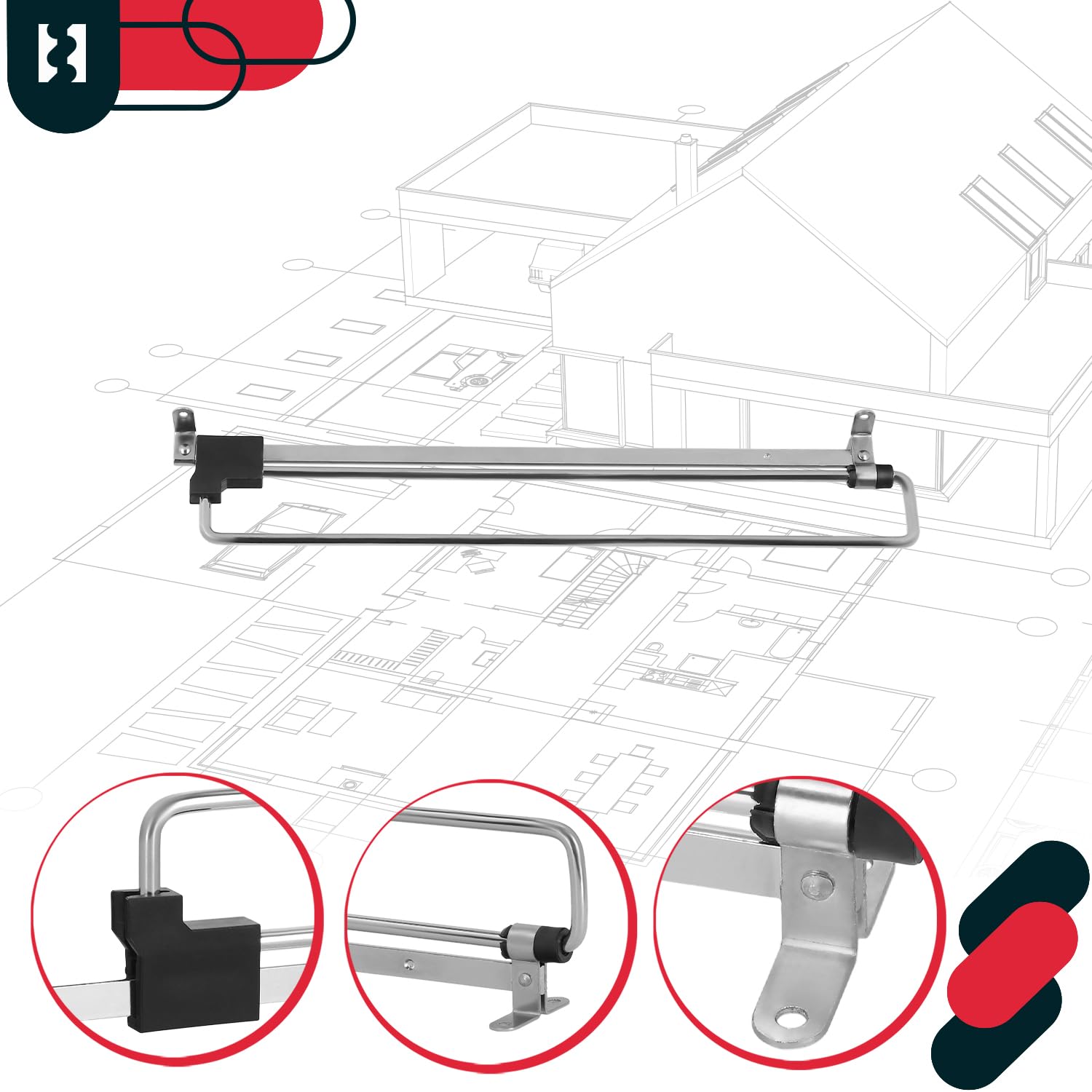 KOTARBAU® Zestaw 2 wysuwanych drążków na ubrania do szafy garderobianej, 350 mm