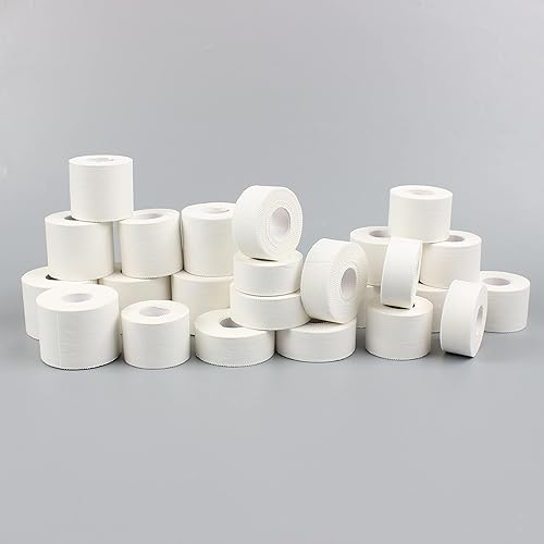 Miniatura 8 de LiangMai 4 rollos de cinta atlética blanca  Cinta deportiva fuerte adhesiva, sin residuos de cosquillas, cinta atlética fácil de rasgar para