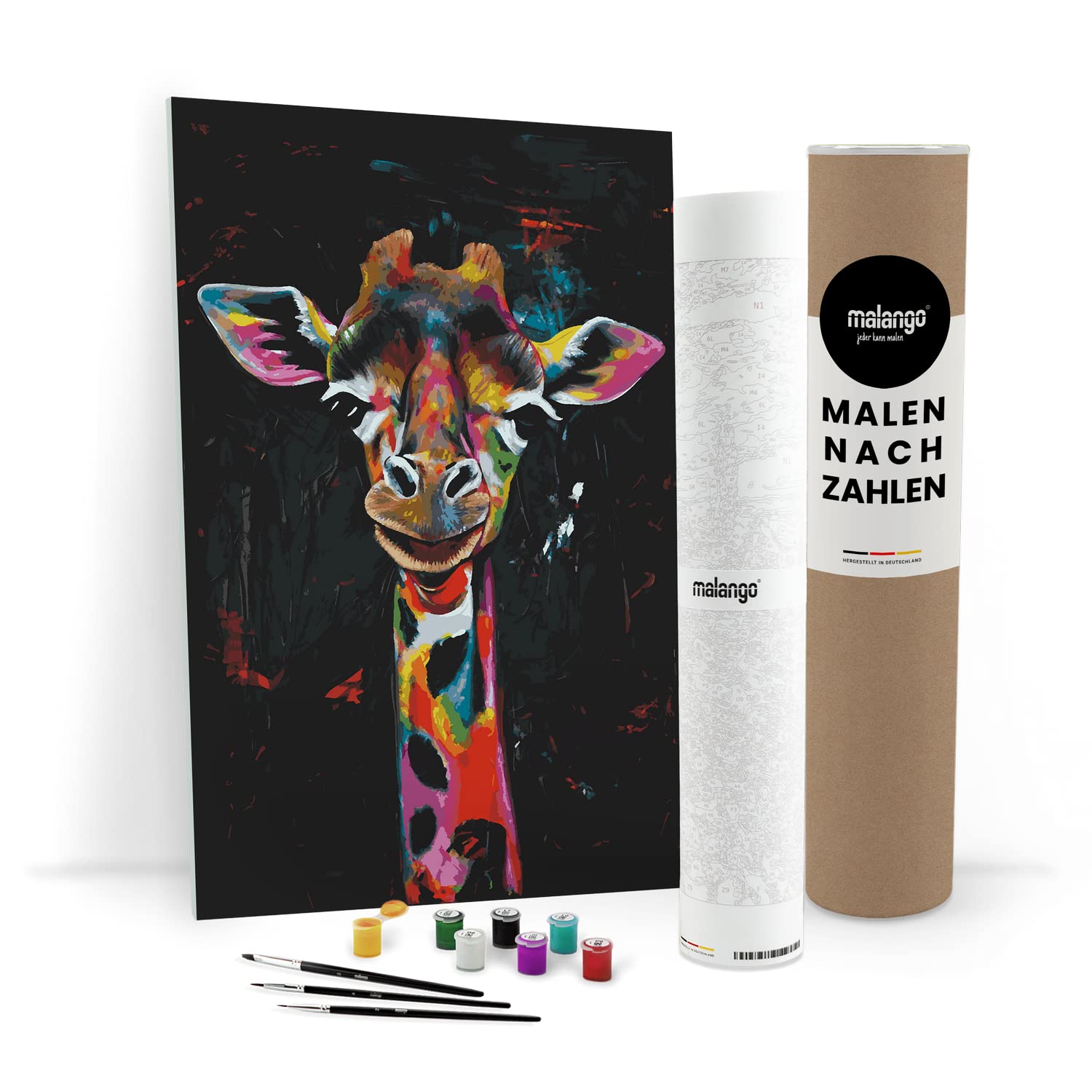 Malen nach Zahlen Erwachsene - Giraffe Gerd 120 x 80 cm groß XXL Premium-Malset ohne Rahmen, Hergestellt in unserer Produktion in Deutschland, Kreative