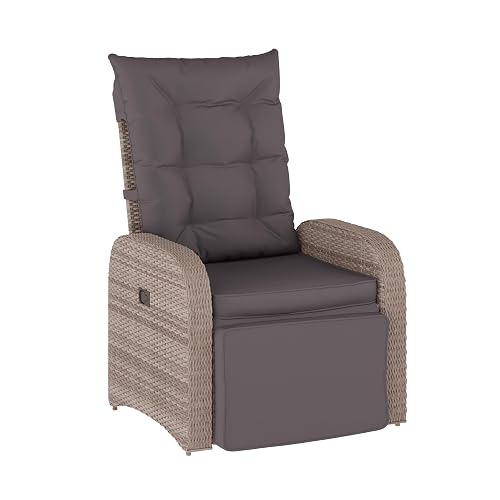 Flash Furniture Nemo Indoor/Outdoor Patio Wicker Rattan Recliner, Lounge Chair