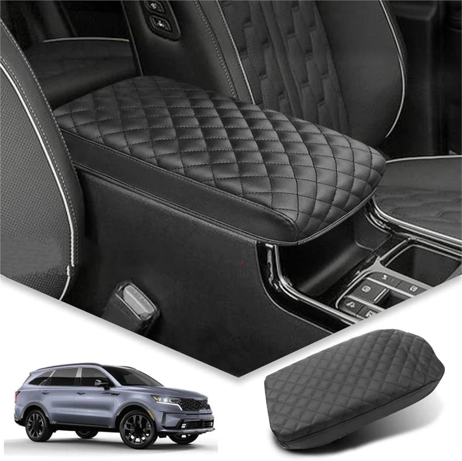 Armrest Box Protective Cover Car Center Console Armrest Pad Console Cover Armrest Protective Cover PU for 5/6/7 Seat 2021-2025