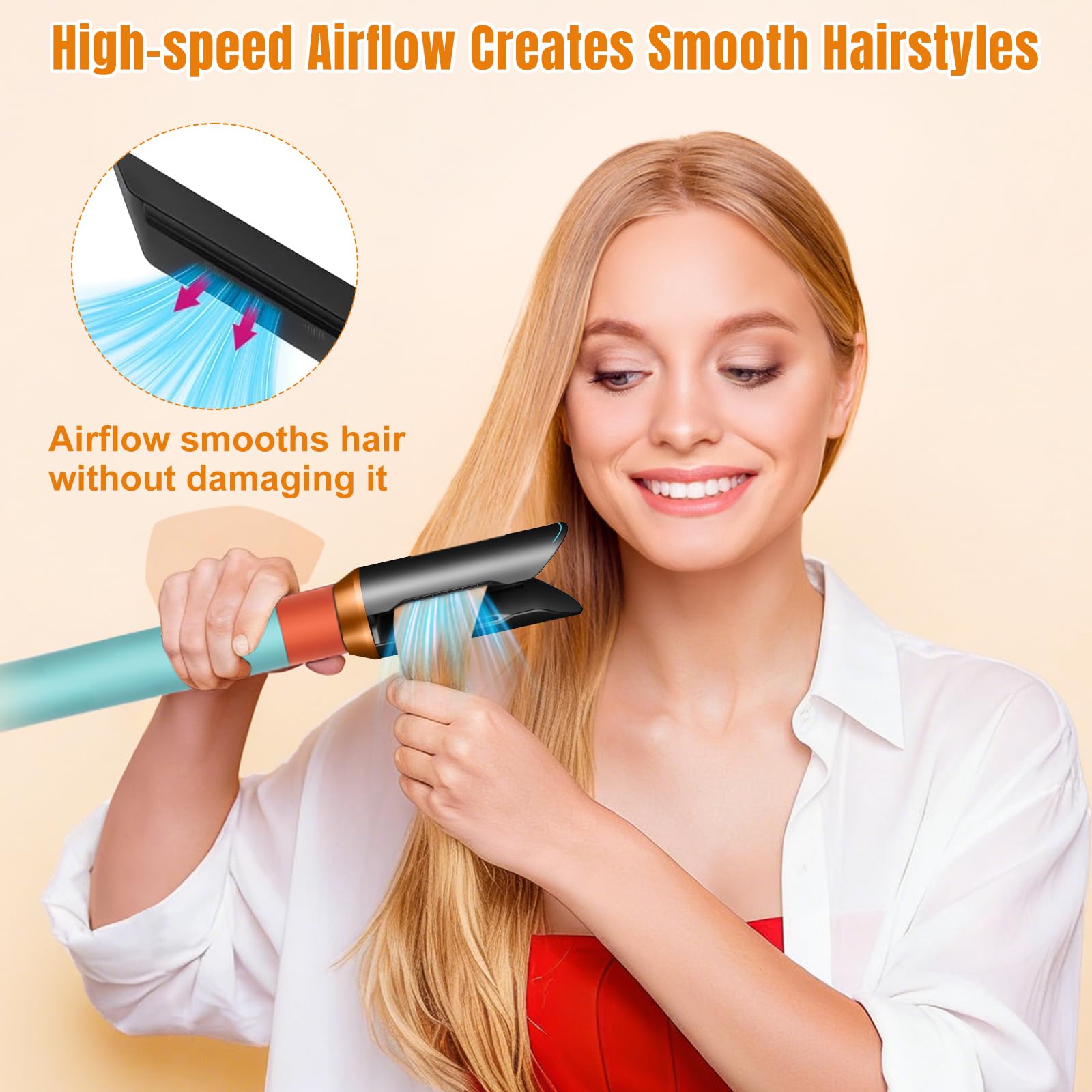 Dyfuzor do lokówek i wygładzania do Dy-son Airwrap HS01 HS05 HS08, dyfuzor wygładza i stylizuje włosy za pomocą samego strumienia powietrza (złoty)