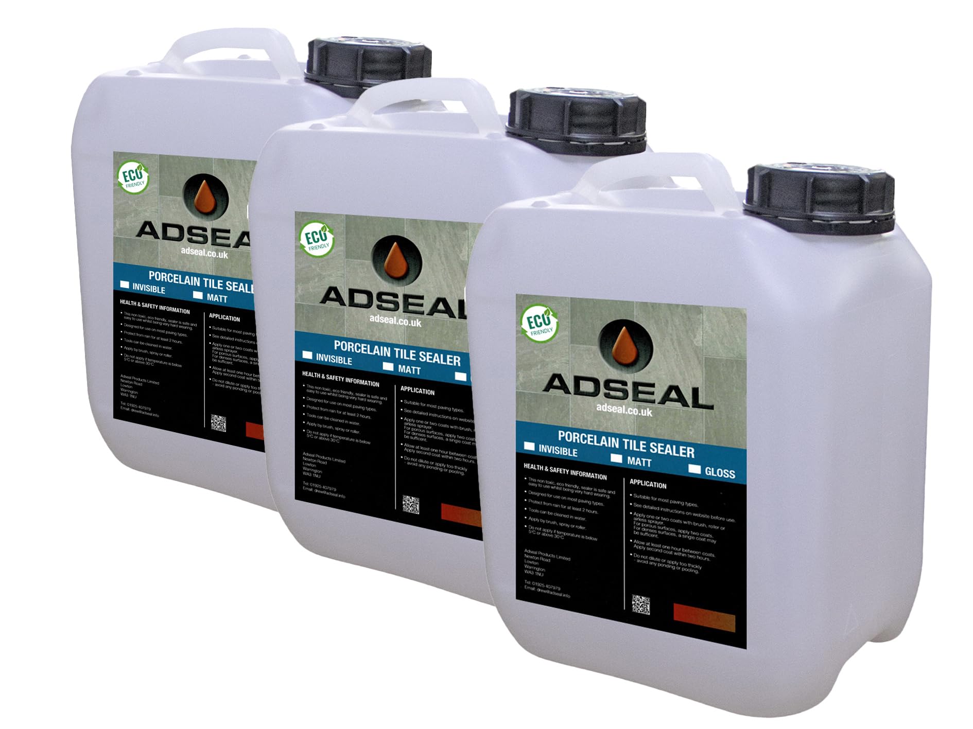 AdSeal Porcelain Tile Sealer - Invisible Finish - Breathable Coating for Porcelain And All Natural Stone Surfaces Including Sandstone, Limestone, Yorkstone Etc. (Invisible, Large)