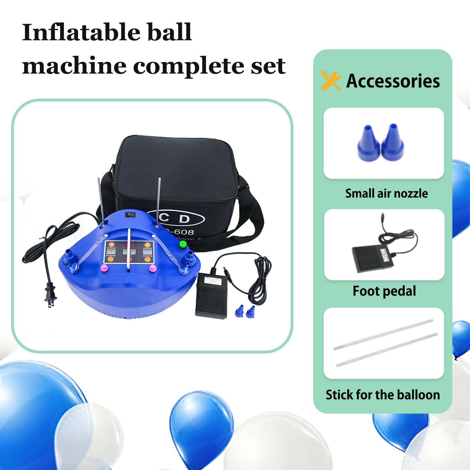Bomba Eléctrica para Globos,Portátil,Bomba De Inflador De Globo Inflador Cuantitativo,Doble Boquilla,with Foot Pedal,para Fiesta, Boda, Cumpleaños,Decoración de Festivales