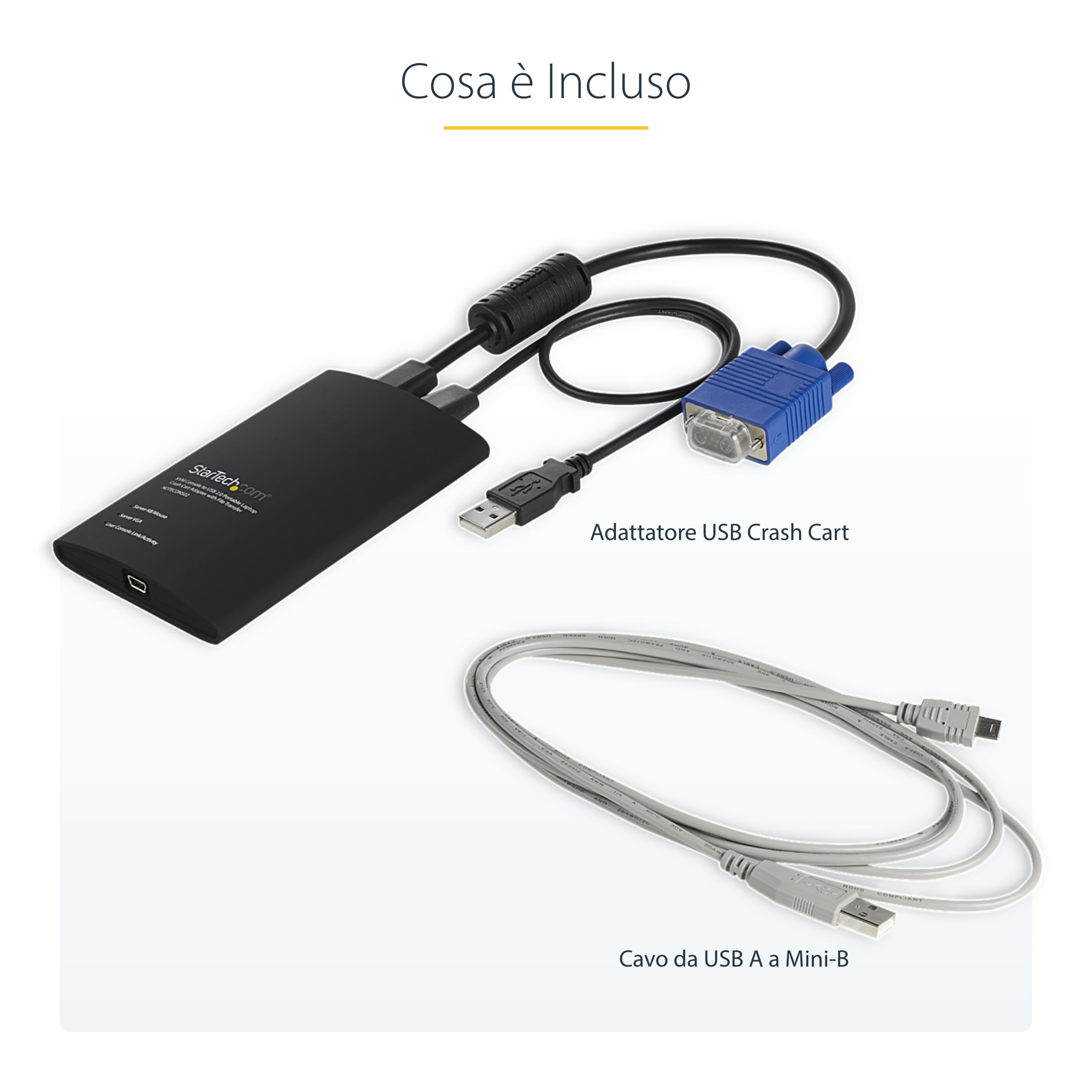 StarTech Adattatore Crash Cart Portatile, Console KVM USB/VGA (NOTECONS02) | Trasferimento file integrato, Ideale per laptop, Console portatile USB 2.0, Accesso diretto ai server