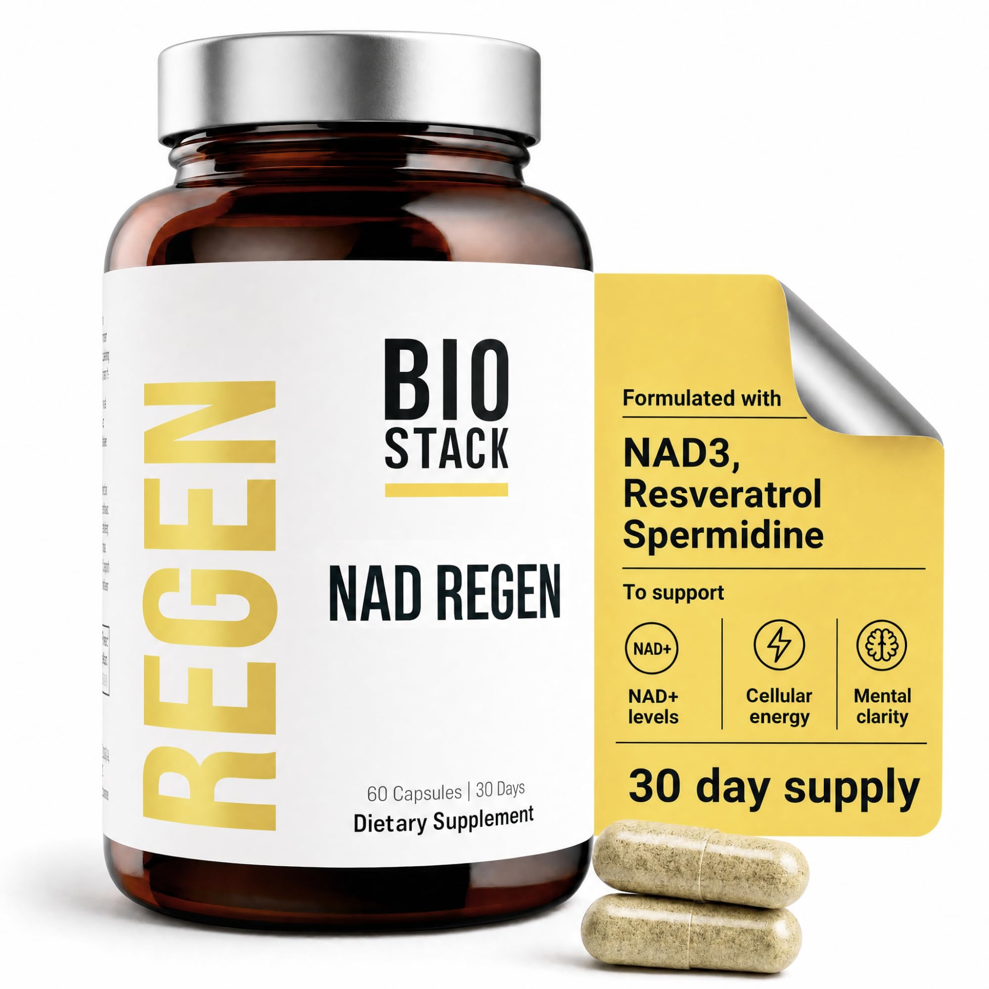 BIOSTACK NAD Regen NAD3 - NMN Supplement Alternative with Resveratrol