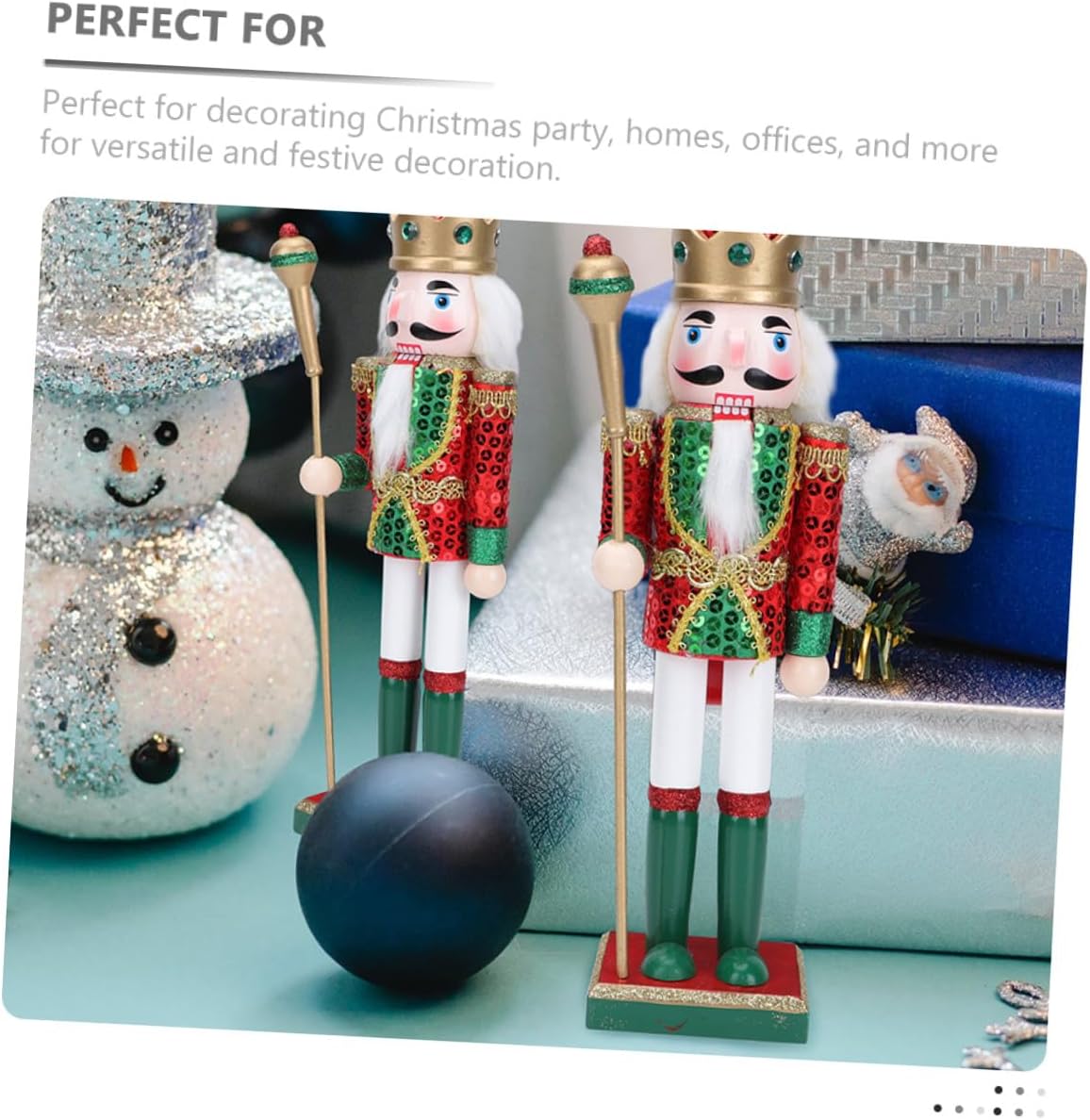 Wooden Nutcracker King Figurine Green Christmas Nutcracker Puppet Holiday Decoration for Home Seasonal Décor