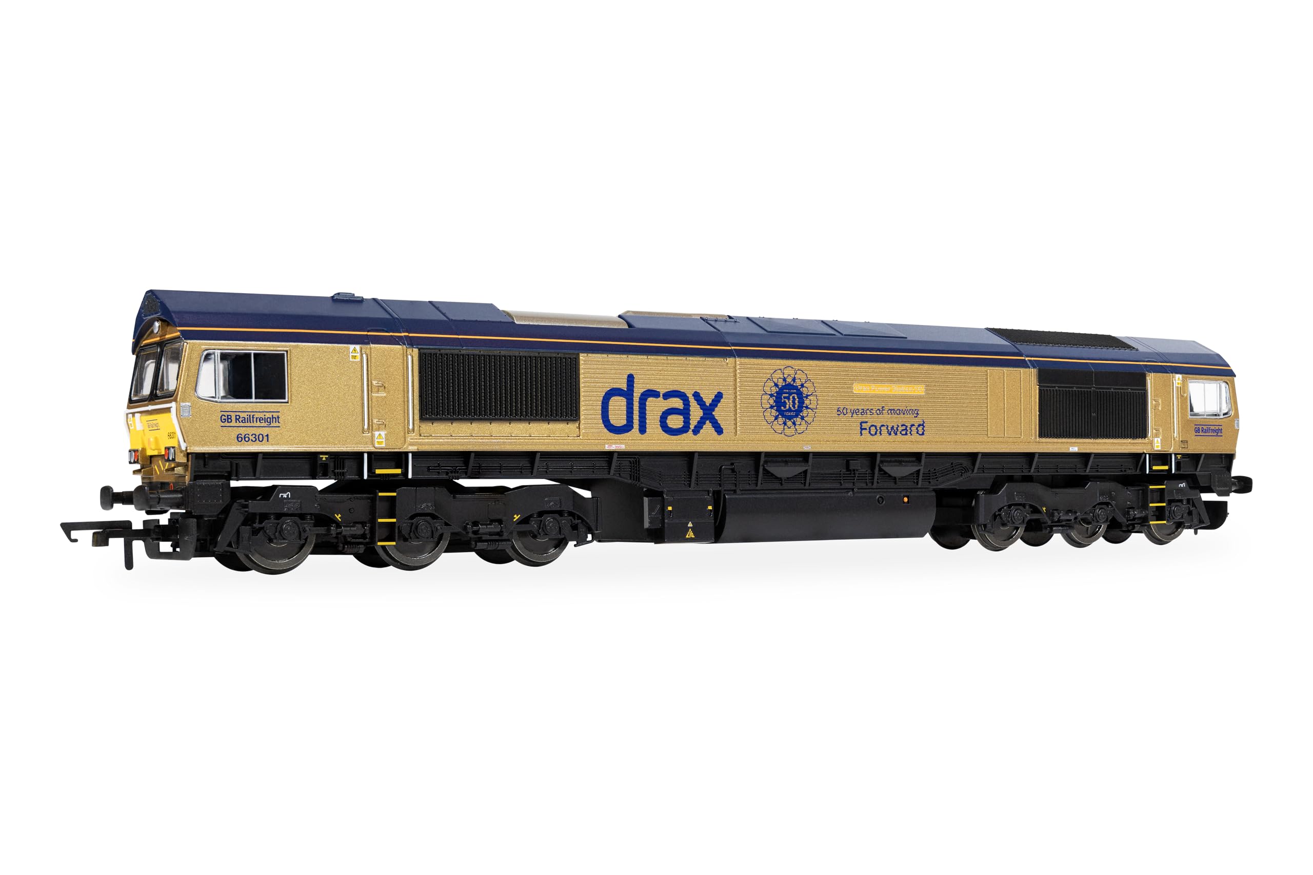 Hornby R30461 RailRoad GB Railfreight Class 66 Co-Co Drax 50th Anniversary Gold 66301 ‘Drax Power Station 50’ Railway Locos