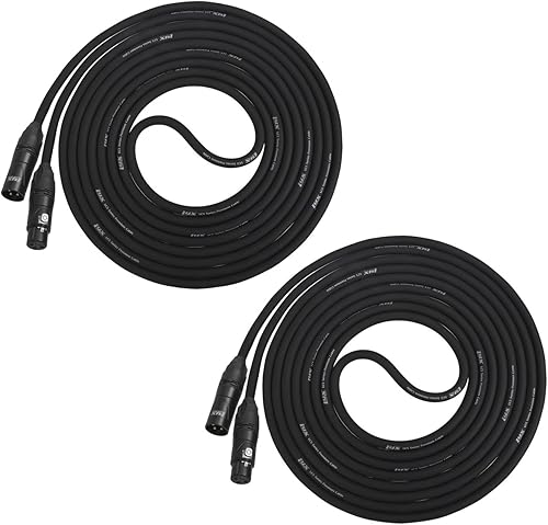 2Pack de LyxPro 15pies color negro XLR Cable de micrófono