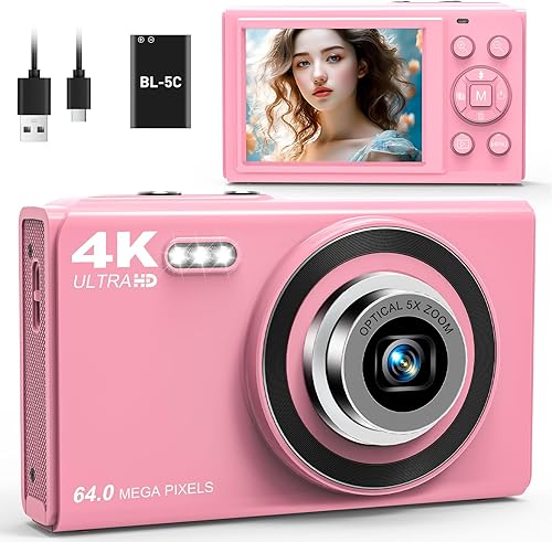 Cámara digital - Cámara de vlogging 4K para cámaras de enfoque automático de YouTube para fotografía con zoom digital de 16X, cámara de apuntar y