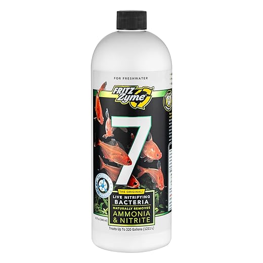 Fritz Aquatics FritzZyme 7 Live Nitrifying Bacteria Naturally Removes Amonia & Nitrite for Freshwater Fish (32-Ounce)