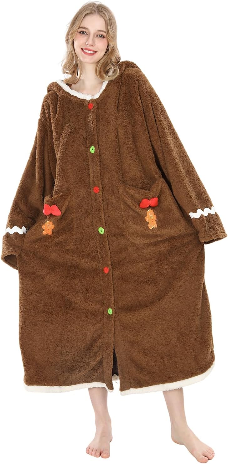 CR ROLECOS Wearable Blanket Hoodie Christmas with Pockets Oversized Hooded Blanket Sweatshirt Pajamas for Women - Image 2