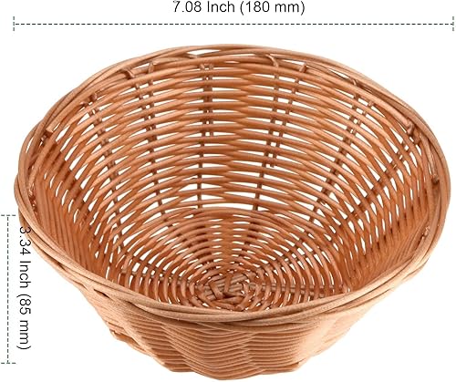 Miniatura 2 de PINGEUI 16 cestas de pan a granel, cestas redondas de plástico de 7 pulgadas, cestas tejidas pequeñas marrones para alimentos, frutas, verduras,