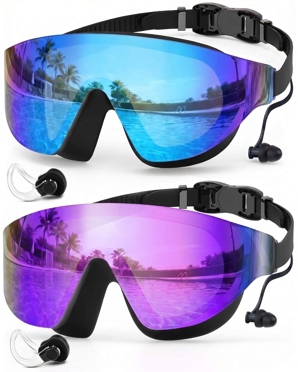 Zoomsnail Unisex Swimming Goggles - Adult Men & Women, 180° Ultra-Wide Vision, Anti-Fog UV-Blocking, Comfort Silicone Seal Sleek Swim Goggles