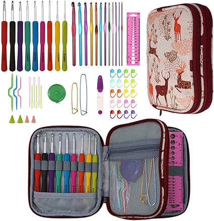 Amazon Co Jp ｎｙａｓａｙ 編みニードルセット かぎ針編みセット 毛かぎ針セット 糸 Diy 工具 かぎ編み 道具 Diy手芸 編み物 編み物 かぎ針 巻尺 編みツールセット 小物付き セーター 帽子 ニット 手作り 道具 初心者に適してい ケース付き ホビー