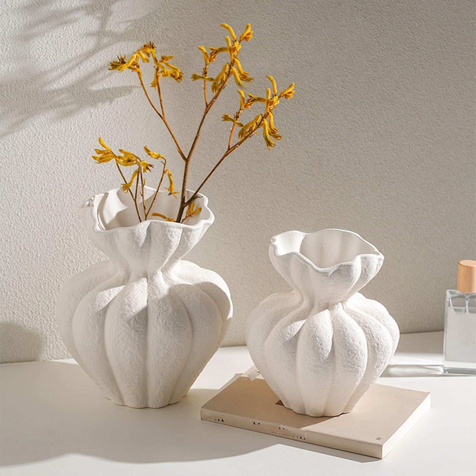 Rustykalny wazon z terakoty Vintage ceramiczny wazon na kwiaty Minimalistyczna ozdoba na biurko Boho w stylu Wabi-Sabi do domu, salonu, stołu jadalnego, domu wiejskiego, wystroju,S