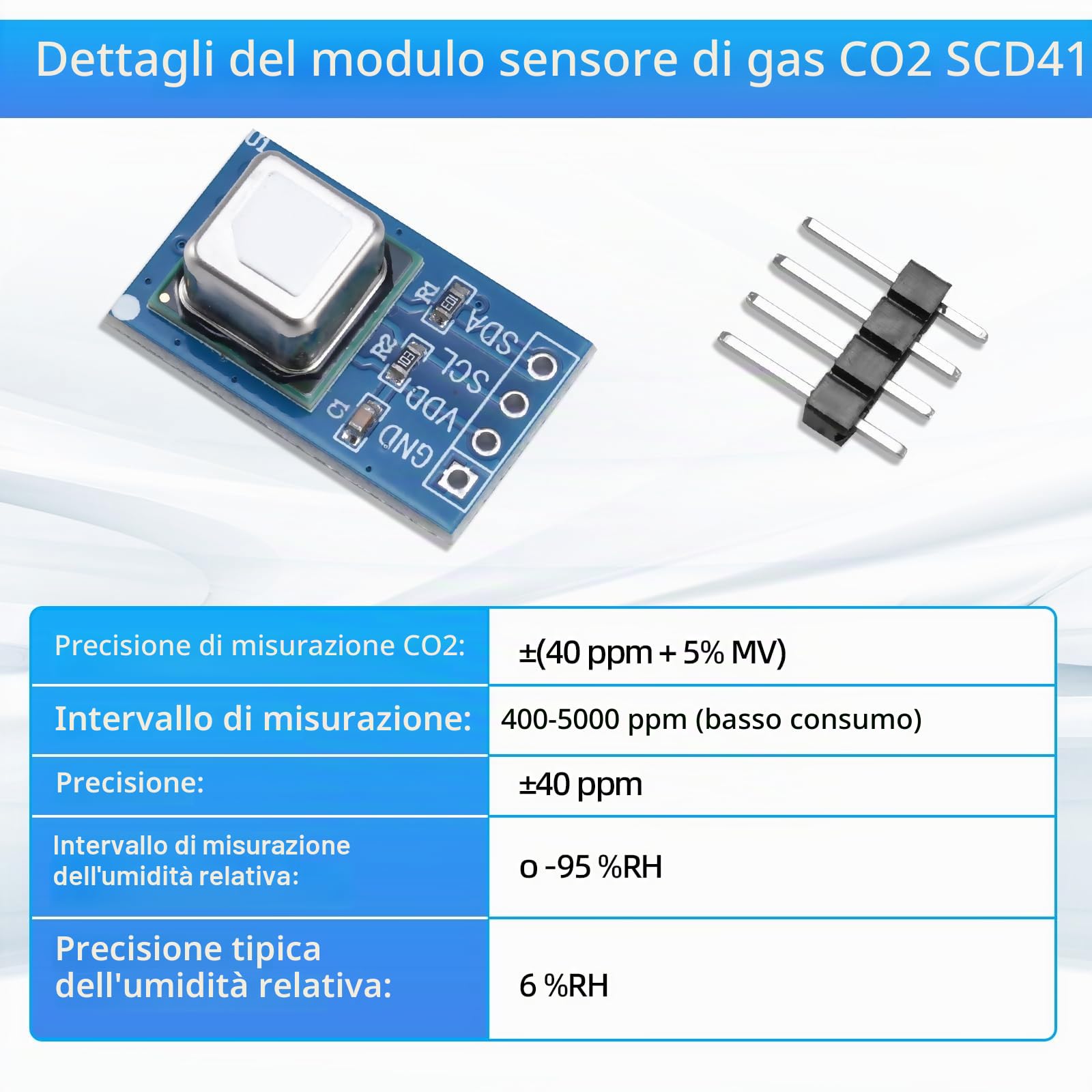 3 moduli di sensore di gas SCD41, modulo di rilevamento di CO2, temperatura e umidità 2 in 1, sensore di controllo della qualità dell'aria, comunicazione I2C, 2,4-5,5 V