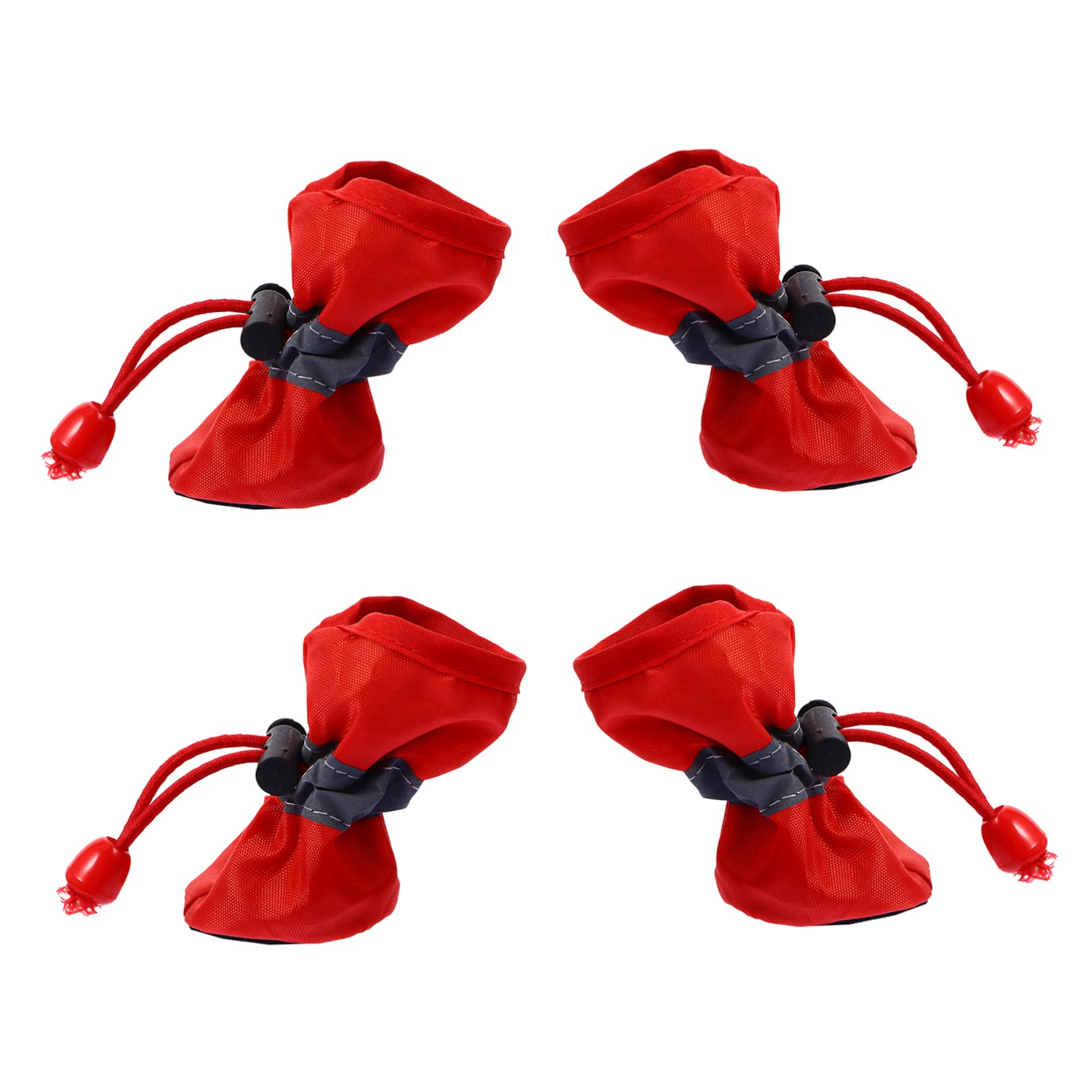 POPETPOP 4pcs Christmas Pet Shoes Dog Boots for Winter Pet Dog Shoes Small Booties Dog Shoe Cover Pets Toe Doggie Shoes Puppies Shoes for Dogs Protectors Large Doggy Paw Covers Shoe Dog Red