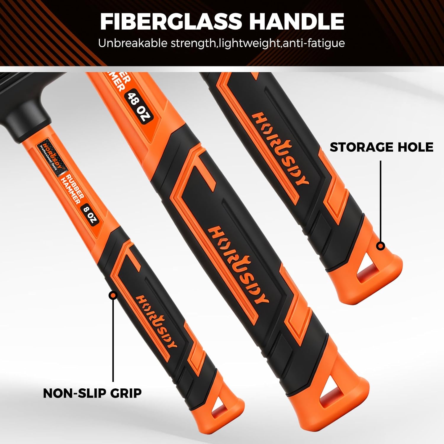 HORUSDY 4-Piece Dead Blow Hammer Set (0.5lb, 1lb, 2lb, 3lb) – One-Piece Molded Body, Steel Shot Filled, No Rebound, Non-Spark, Non-Slip Grip, for Auto, Carpentry & Tile Work