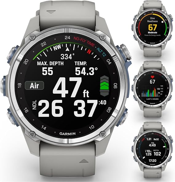 Garmin Descent Mk3 & Mk3i 51 mm & 43 mm, Titanium Dive Computer +Extra-Long Strap | Up to 25 Days Battery Life, AMOLED Display, Multi-Band GPS Smartwatch & Gift Bundle (010-02753-03)