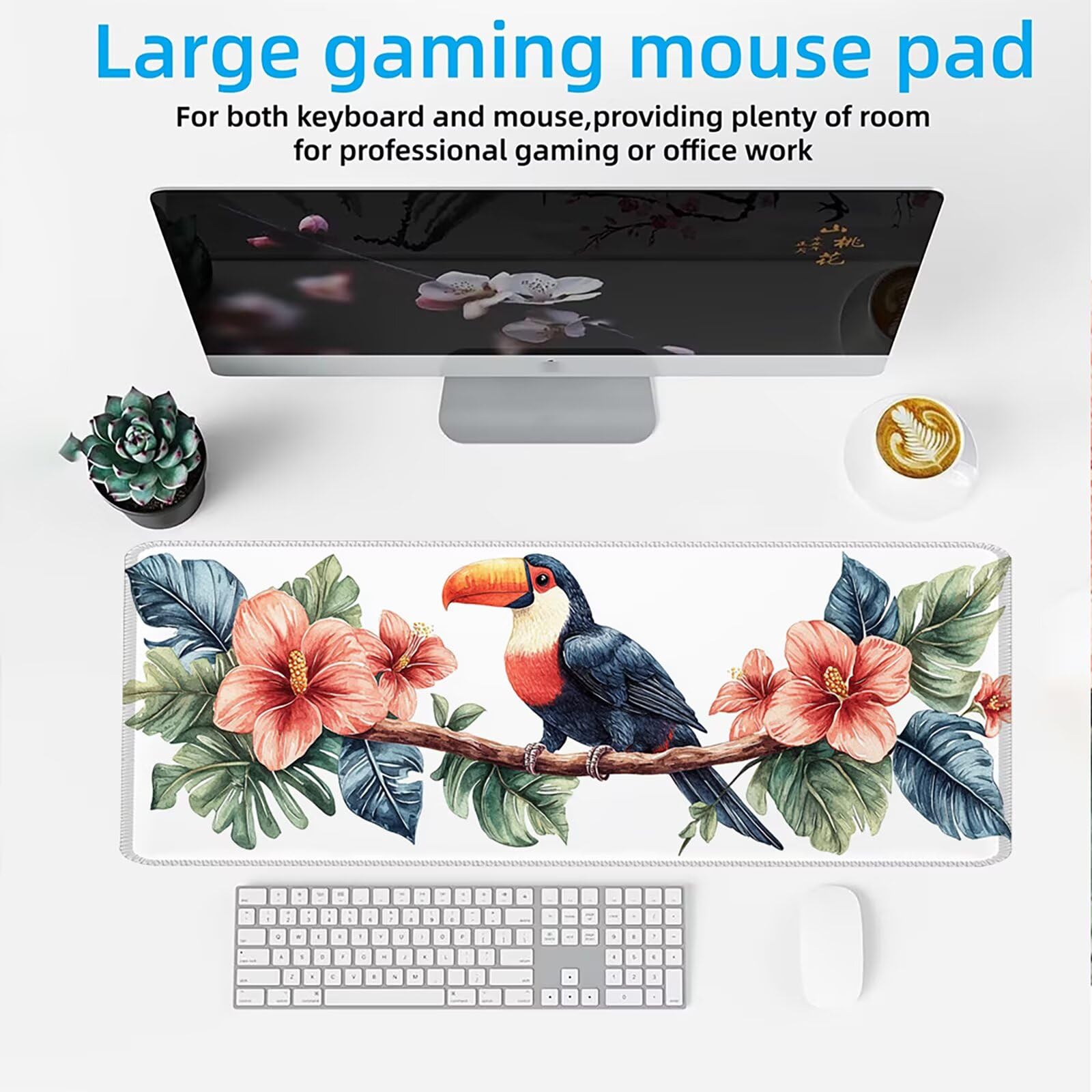 Tappetino Mouse XXL 1200x600x3mm Mouse Pad Gaming, Uccello Bocca Gigante Animale, Mousepad Base Antiscivolo, Esteso Accessori Scrivania Tracciamento Ad Alta Precisione tappetino Ufficio, C0P-821