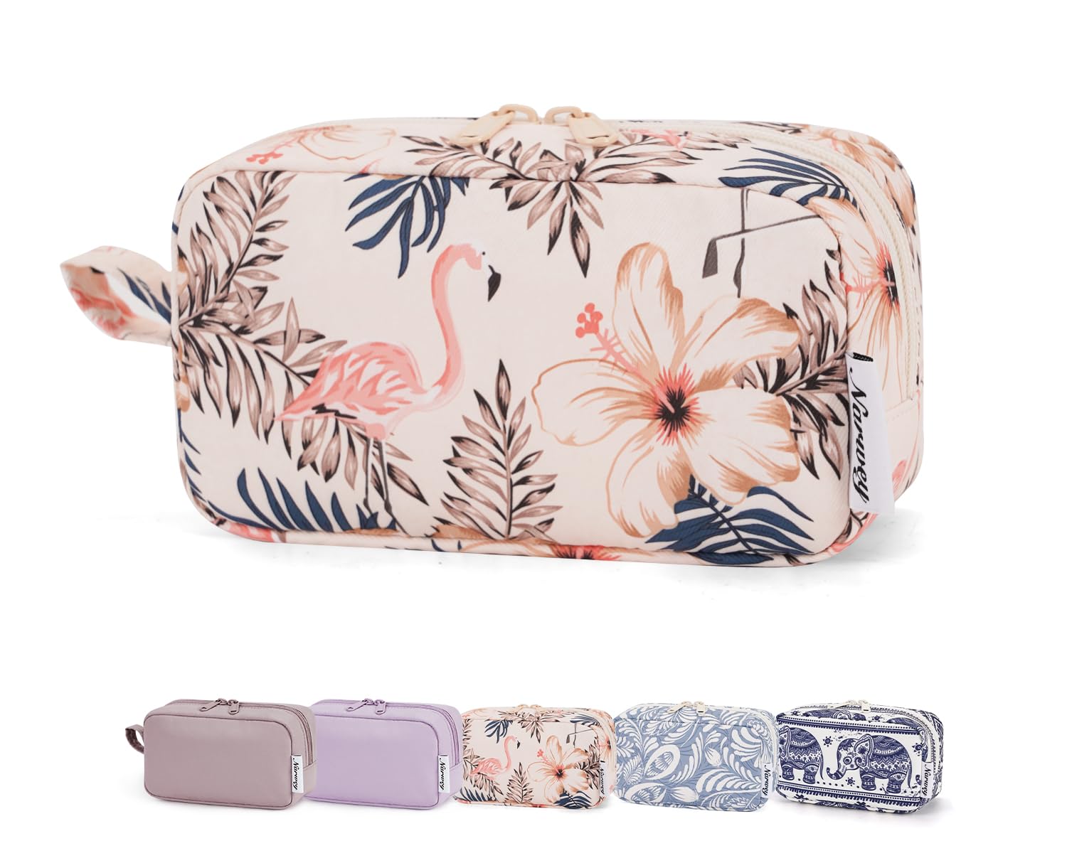 Large Makeup Bag Travel Toiletry Wash Bag Cosmetic Organizer Make Up Bags for Women (Greyish Blue Stripe, Large) — view 13