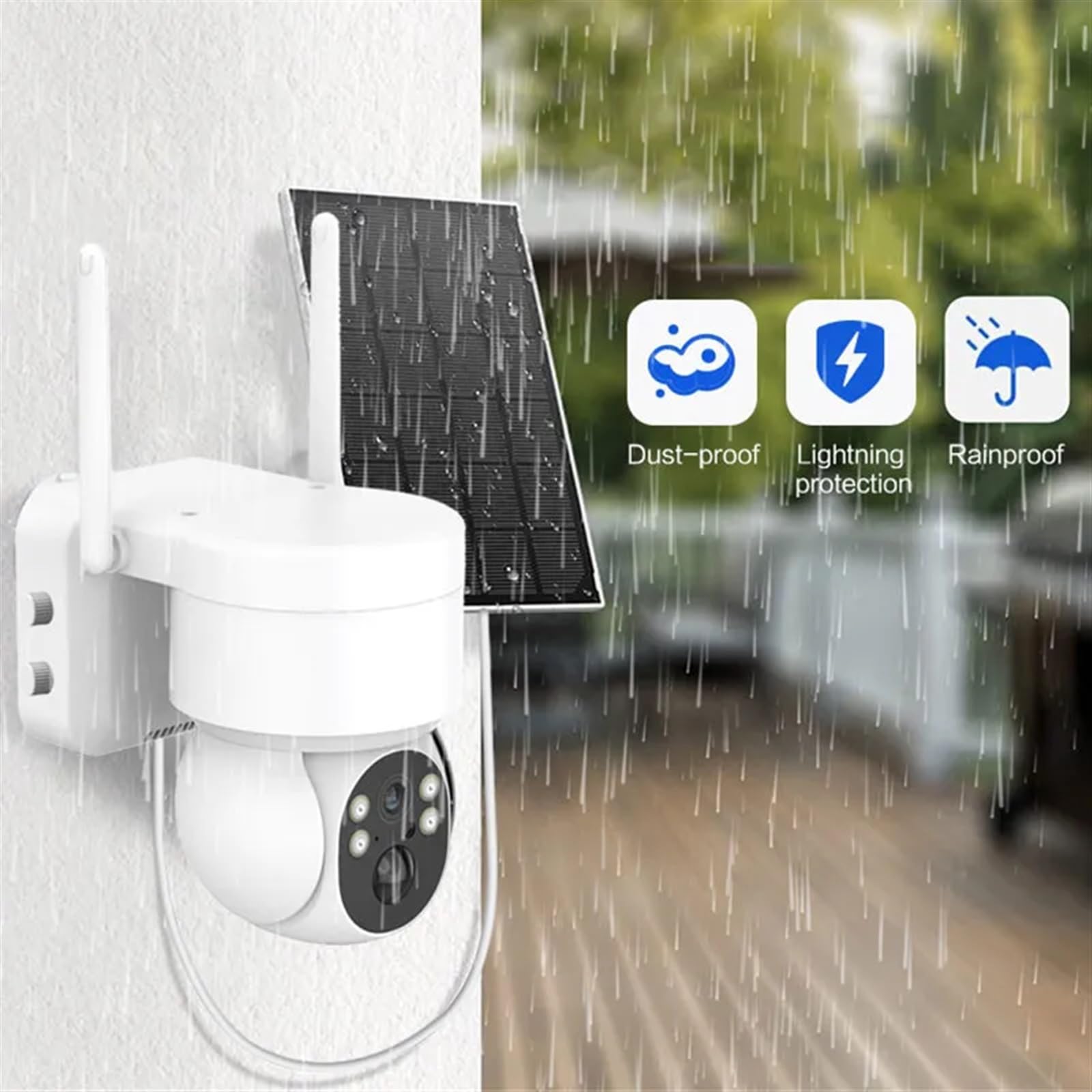 Telecamera Wifi Esterno, Telecamera IP solare wireless esterna Telecamera PTZ Telecamera di videosorveglianza con batteria incorporata HD 1080P Standby prolungato ,Sicurezza, Antifurto(Wifi Camera Onl