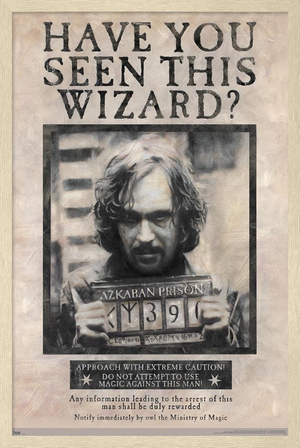Trends International The Wizarding World: Harry Potter - Sirius Black Wanted Poster Wall Poster, 22.375" x 34", Black Framed Version
