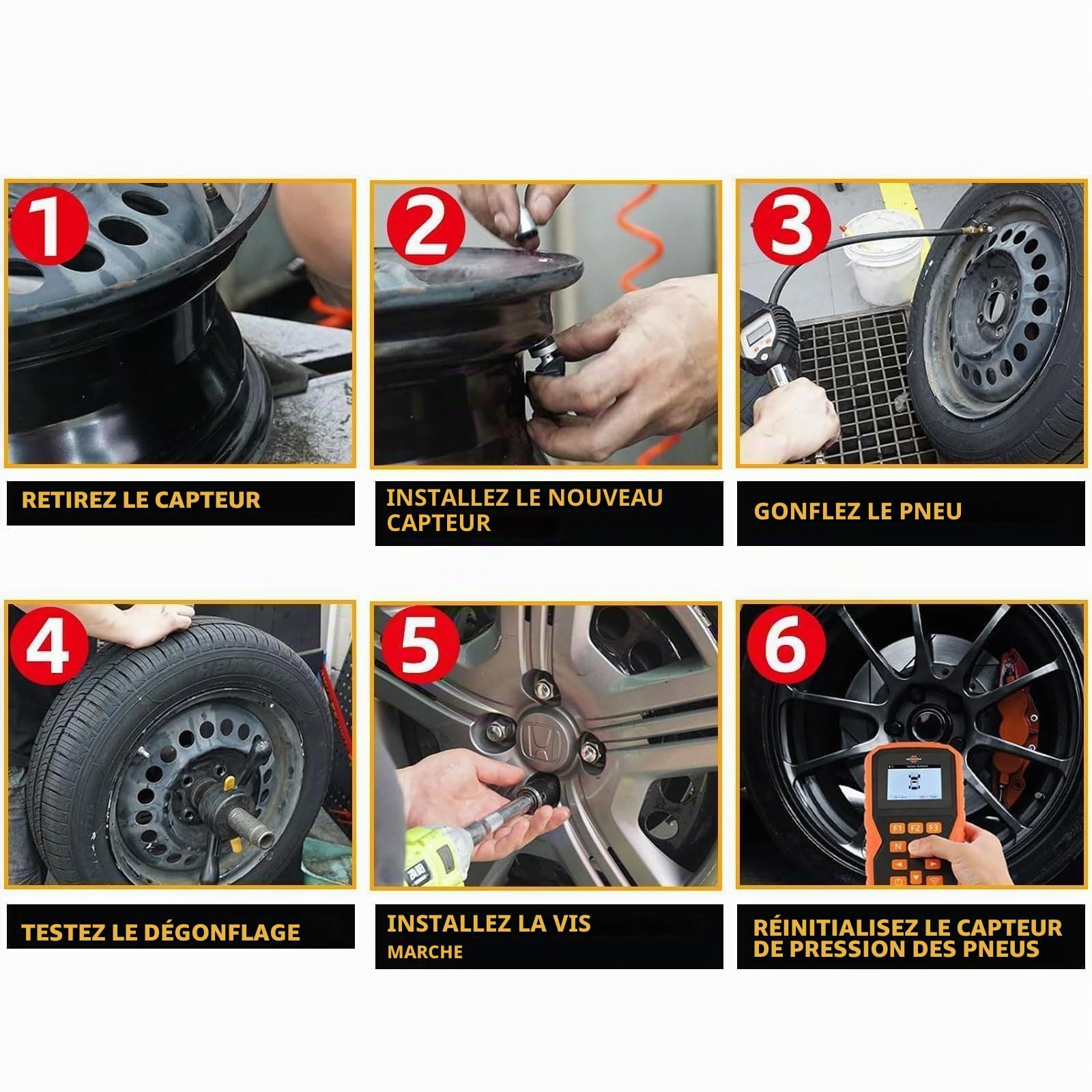 ANBOO Lot de 4 capteurs de pression des pneus TPMS 433 MHz pour Opel Mokka, Insignia, Corsa, Antara, Zafira - Avec numéros OE 13506028, 13594222, 13598773