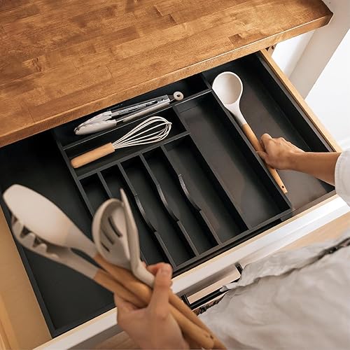 Miniatura 7 de KitchenEdge Organizador de cubiertos, cubiertos y utensilios de alta calidad para cajones de cocina, expandible de 15 a 25 pulgadas de ancho, 10