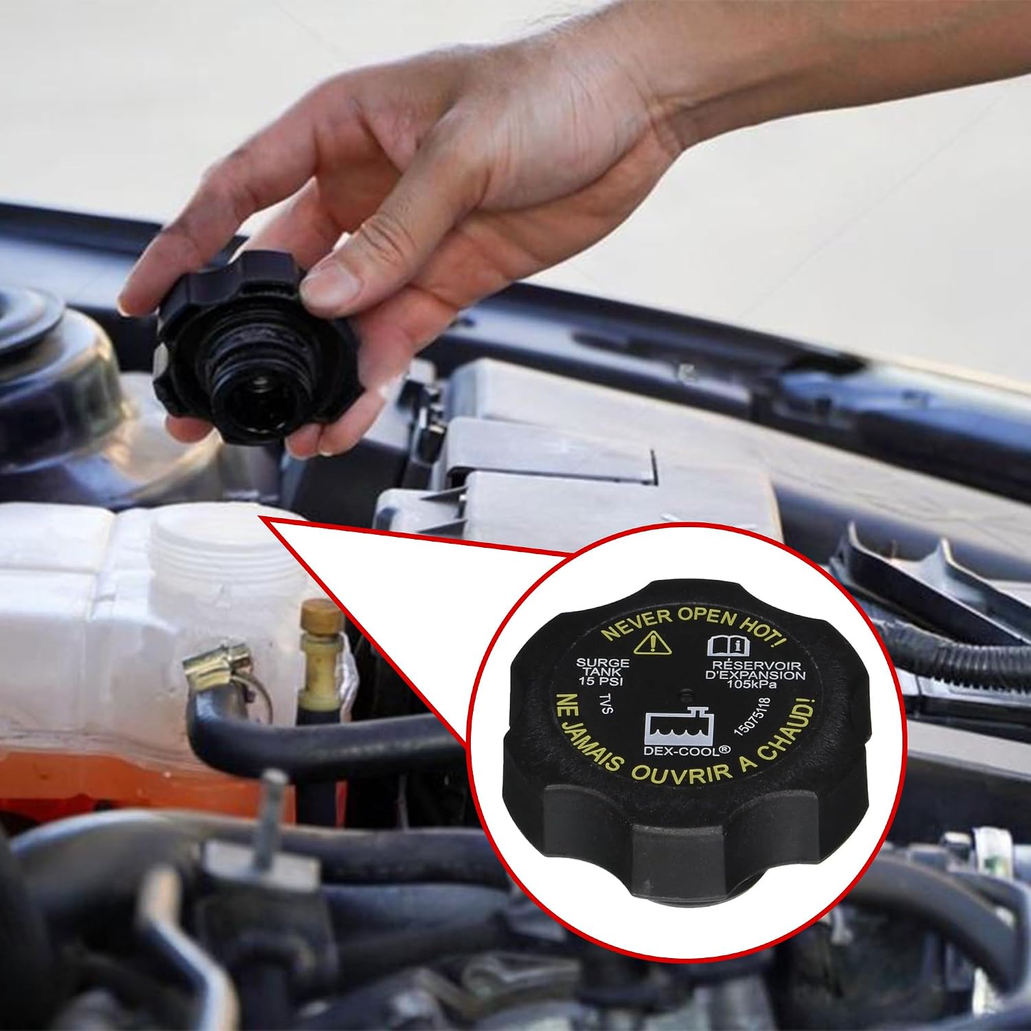 Radiator Surge Tank Cap for Cadillac Escalade 2002-2006 Coolant Reservoir Cap Replace for Chevrolet Malibu 1999-2012 Part Number 15075118 1Pcs Black
