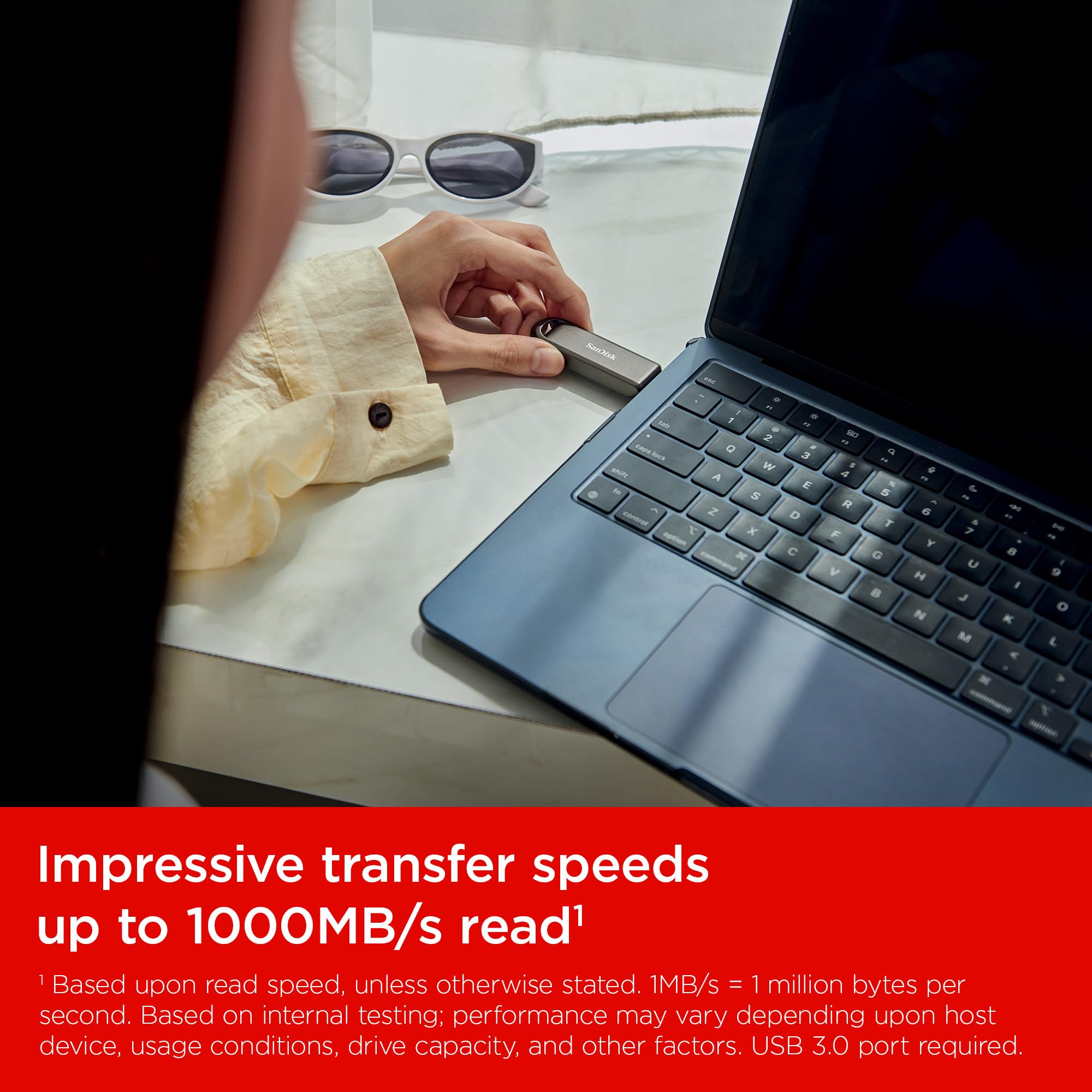 Sandisk Extreme PRO 512 GB High-Performance USB USB-C Dysk flash (prędkości odczytu do 1000 MB/s oraz zapisu do 900 MB/s, RescuePRO Deluxe)