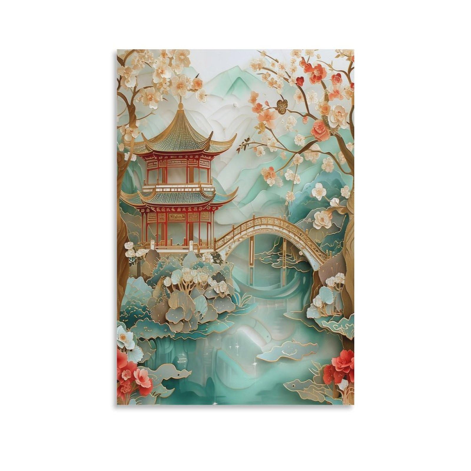 Fupmtklt Unframe-Style Asian Art Poster Chinese Oriental Art Poster Chinese Art South Asian Art Chinese Wall Art Oriental Decor Poster Oriental Wall Art Poster Asian Decor Poster 2 Canvas Poster Wall Art Decor Print Picture