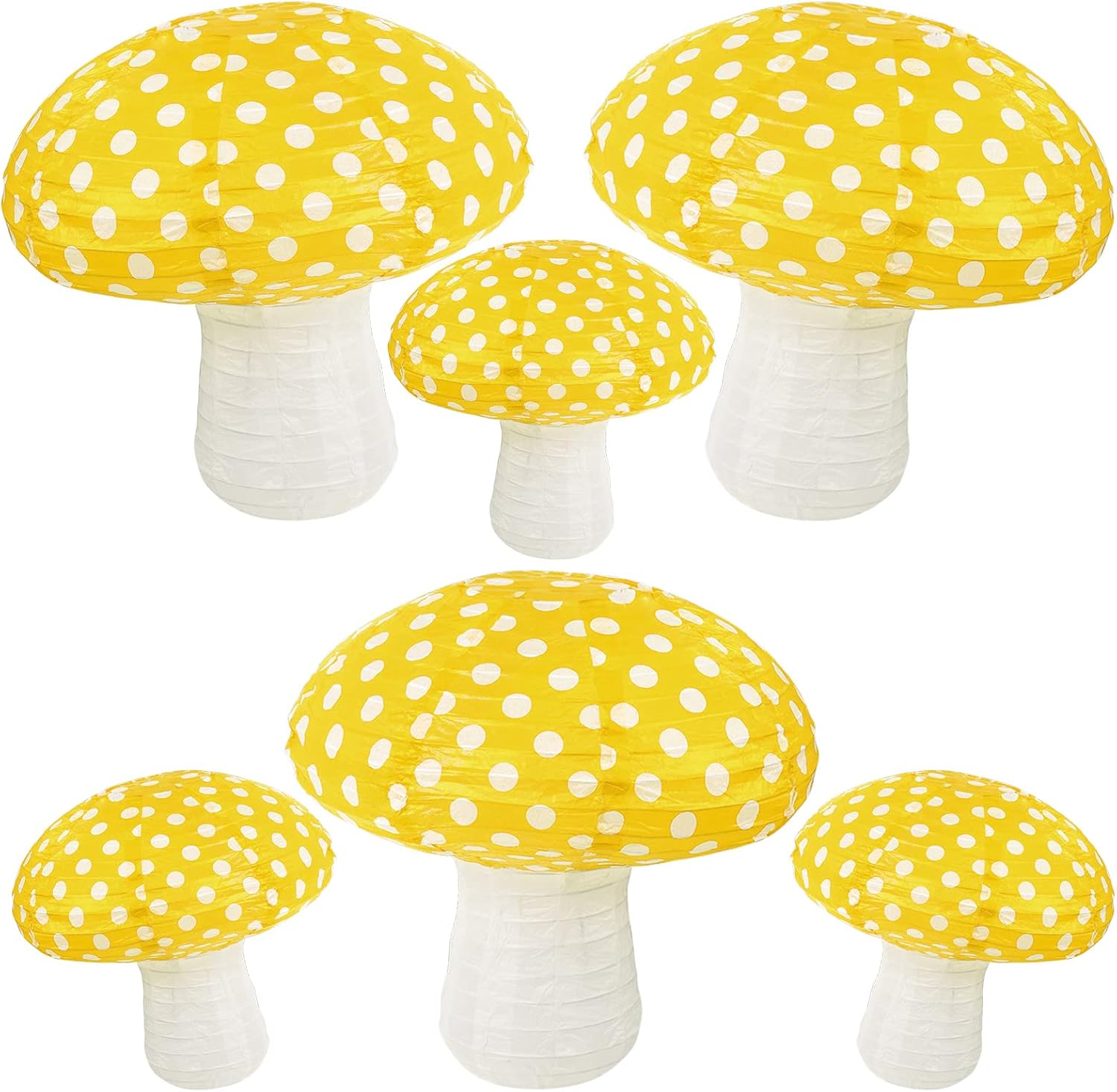 Mushroom Hanging Lanterns, 6PCS Large Mushroom Shaped Paper