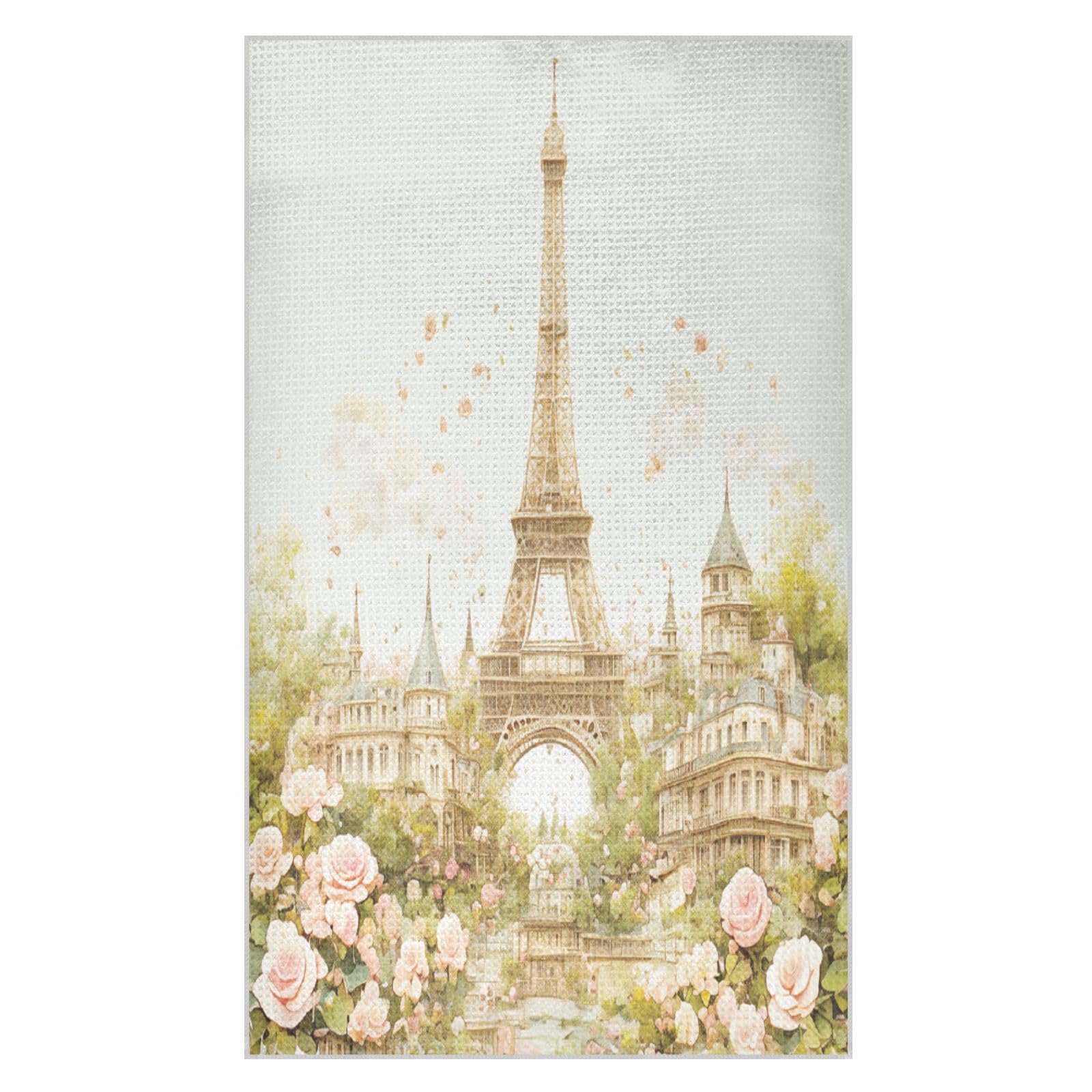 BURSTDDY Eiffe Towel Kitchen Towels,Absorbent Dish Towels 2 Pack