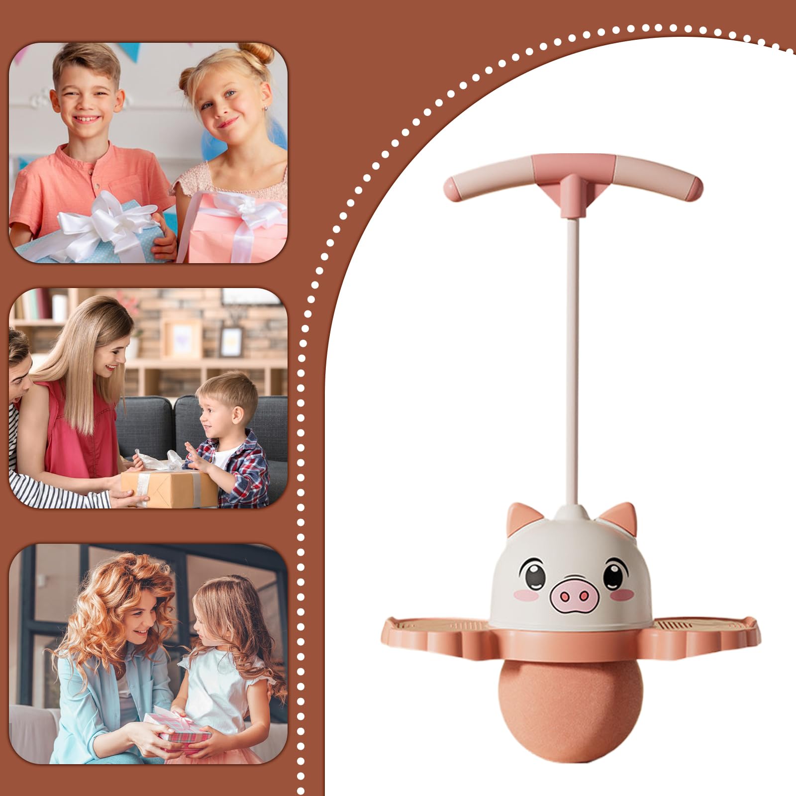 Pelota Saltarina con Asa Antideslizante con Dibujos De Animales | Creativo Animales de Dibujo Para Niños Juego Interior Exterior Ejercicio Equilibrio Coordinación Salto Entretenido
