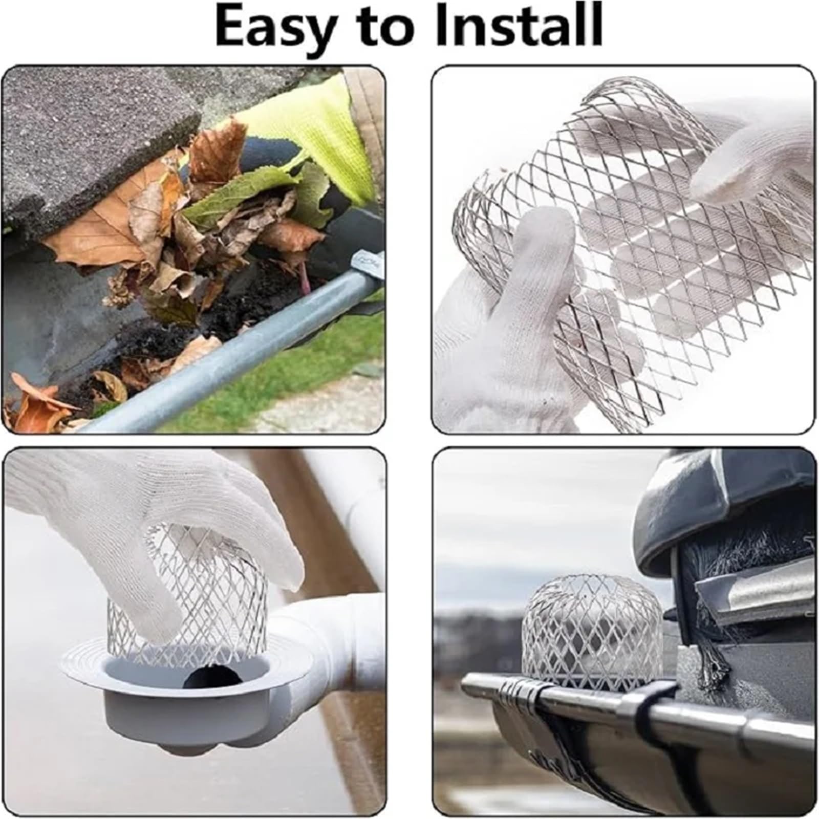 Filtro de aluminio for canalón, protectores trampa barro for residuos hojas, cubierta tubo drenaje, Protector contra obstrucción, 8 Uds para Canalones