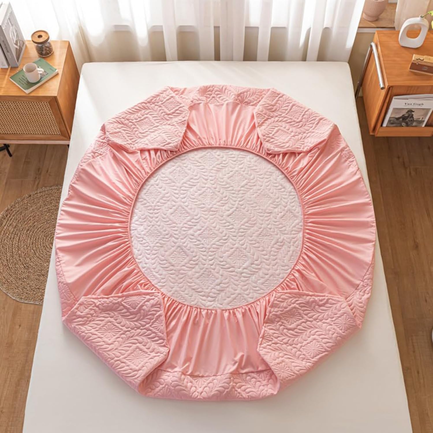 Coprimaterasso Morbido, Impermeabile, per Letto Matrimoniale, con Angoli Profondi da 30 cm, Traspirante e Silenzioso (Kaki, 198 * 203 cm)