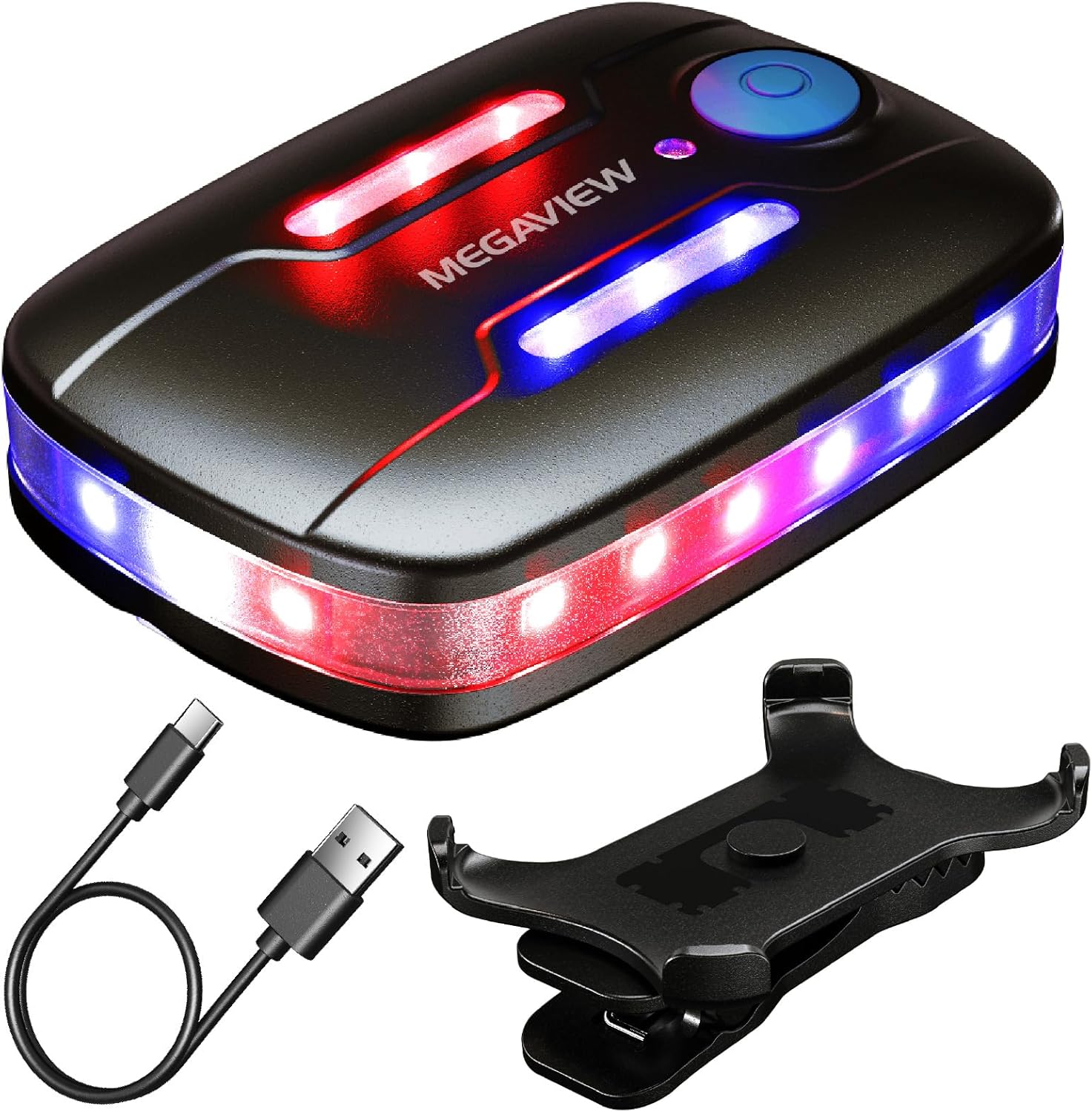Safety Warning Light, 360 LED Hands-Free Wearable Emergency Work Light, Magnetic Mount, IP66 Waterproof Rechargeable USB-C, Helmet Bike Dog Collar Backpack Warning Light