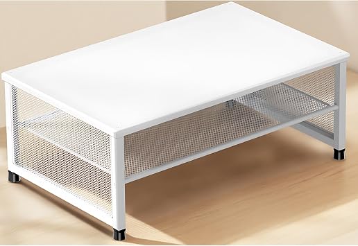 ECOLOVI 2-Tier Computer Monitor Stand Riser, Desk Organizer for Monitor, Printer & Laptop Stand, Desktop Workspace Organizers for Office SuppliesWhite