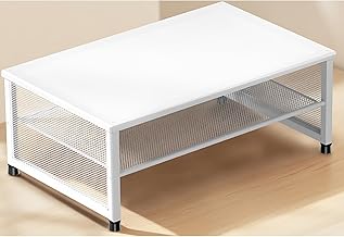 Desk Organizers and Accessories, 2-Tier Metal Computer Monitor Stand Riser, Desk Organizer for Monitor, Printer & Laptop Stand, Desktop Workspace Organizers for Office Supplies(White)