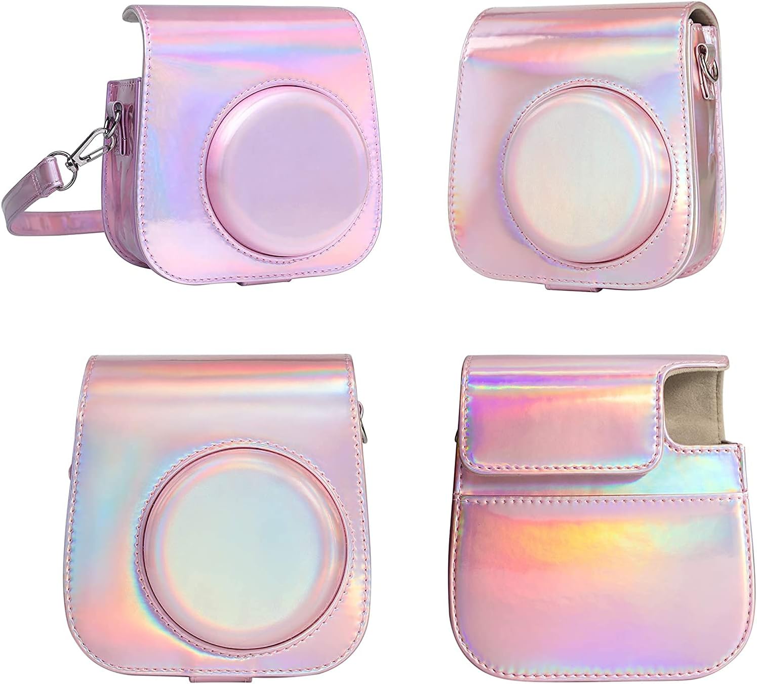 QUEEN3C Instant Mini 11 Protective & Portable Case, Designed for Mini 11 Instant Camera Also Compatible with Mini 9, Mini 8 Instant Camera, with Adjustable Shoulder Strap. (Aurora Pink)