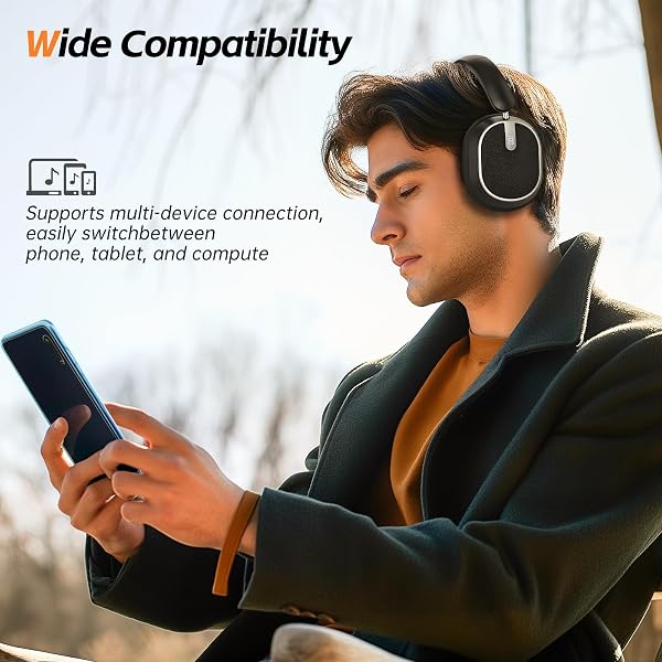 MMWOWARTS Bluetooth 6.0 Over Ear Wireless Headphones with 60H Playtime, Memory Foam Ear Cups for Home Office Travel Black - 2