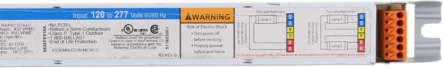 Universal 19831 B228PUNV-C Electronic Fluorescent Ballast, 2 Lamp, 28W T5, 120/277V