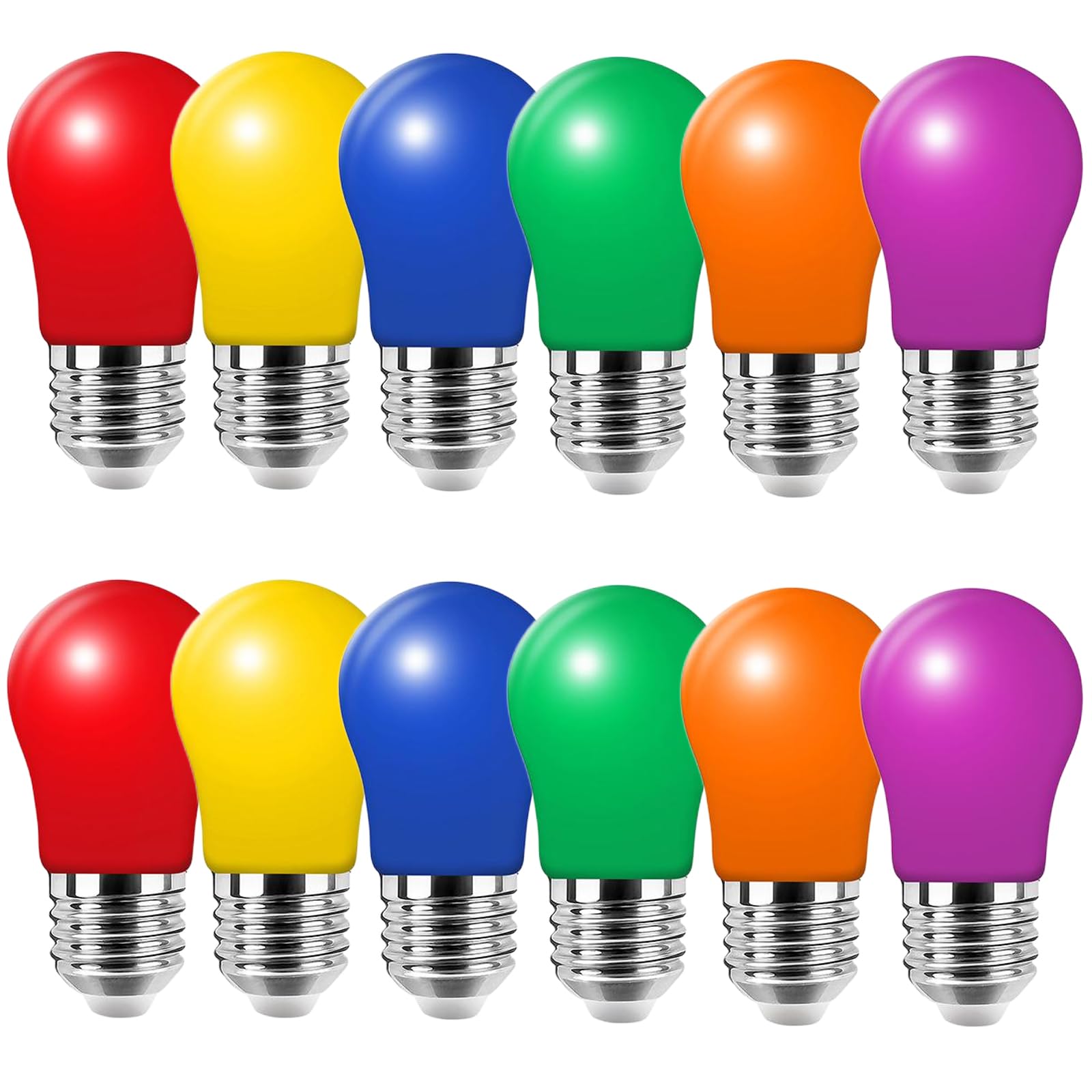 HUAMu E27 Coloured Light Bulb,Edison Screw 3W Colour LED Light Bulbs,30 Watt Equivalent,for Fairy Lights Party Christmas Holiday,Red Yellow Blue Green Orange Purple, AC230V,Pack of 12